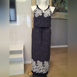 Elegant Black and White Polka Dot Maxi Dress